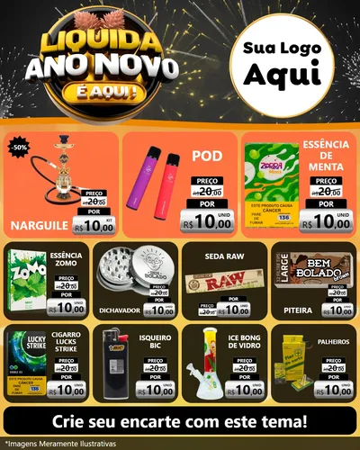 Modelo de Rede Social para Feed Instagram com o tema Liquida Ano Novo É Aqui! para Tabacaria