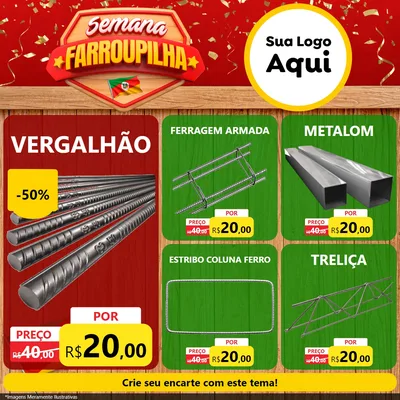 Modelo de Rede Social para Feed Facebook com o tema Semana Farroupilha para Ferragens