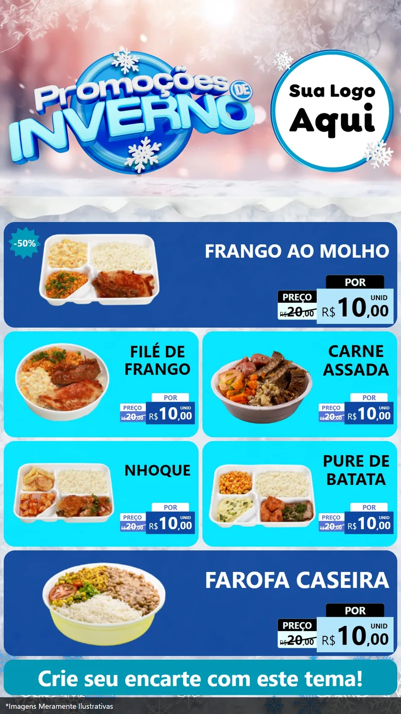 Modelo de TV para TV Vertical com o tema Promoções de Inverno para Restaurante