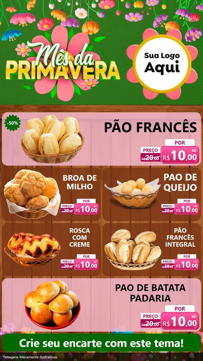 Modelo de TV para TV Vertical com o tema Mês da Primavera para Padaria