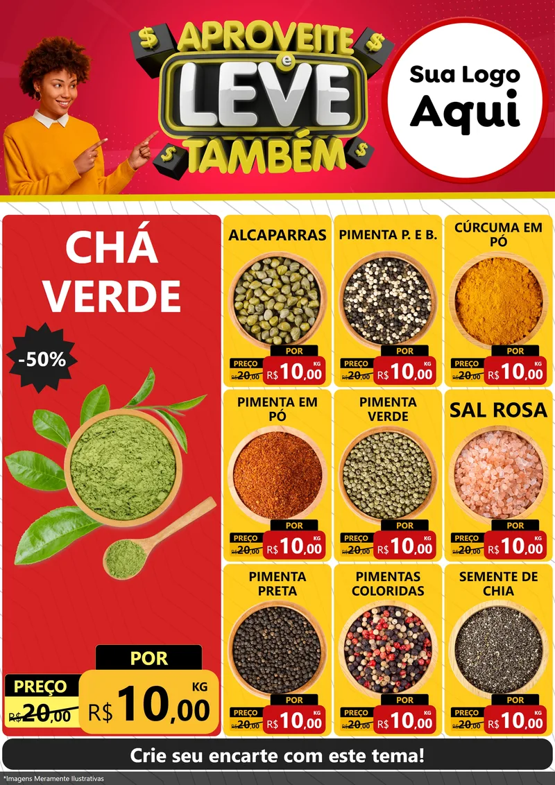 Modelo de Encarte para Encarte A4 Vertical com o tema Aproveite e Leve Também para Produtos Naturais