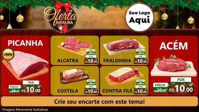 Modelo de TV para TV Horizontal com o tema Ofertas Natalina para Açougue