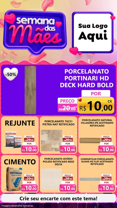 Modelo de Rede Social para Stories com o tema Semana das Mães para Pisos e revestimentos