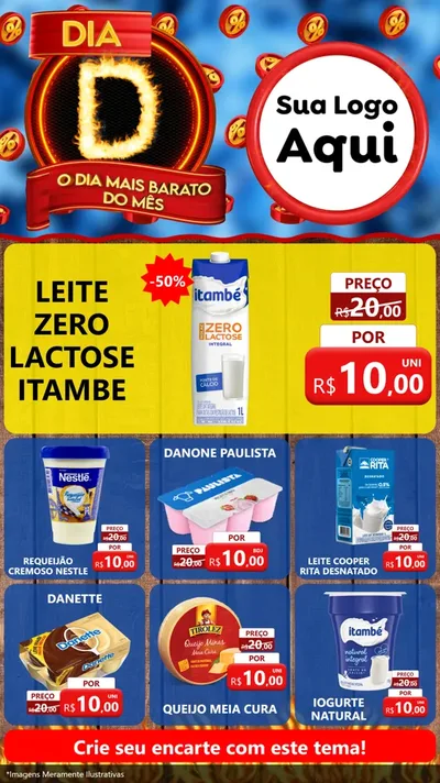 Modelo de Rede Social para Stories com o tema Dia D - O Dia Mais Barato Do Mês para Frios e Laticínios
