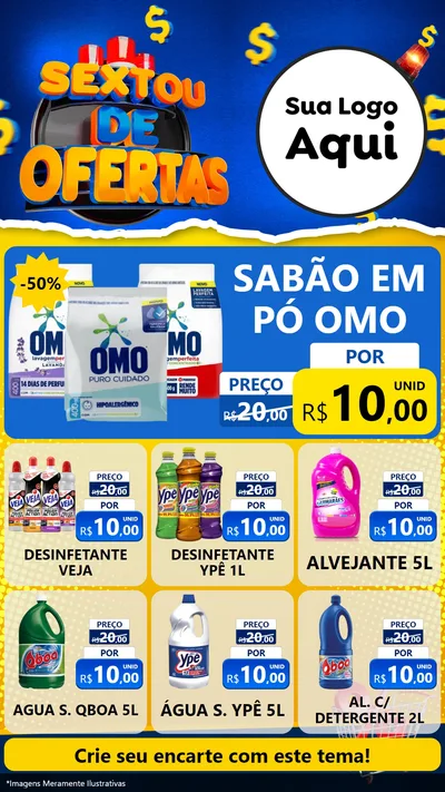 Modelo de Rede Social para Stories com o tema Sextou de Ofertas para Produtos de Limpeza