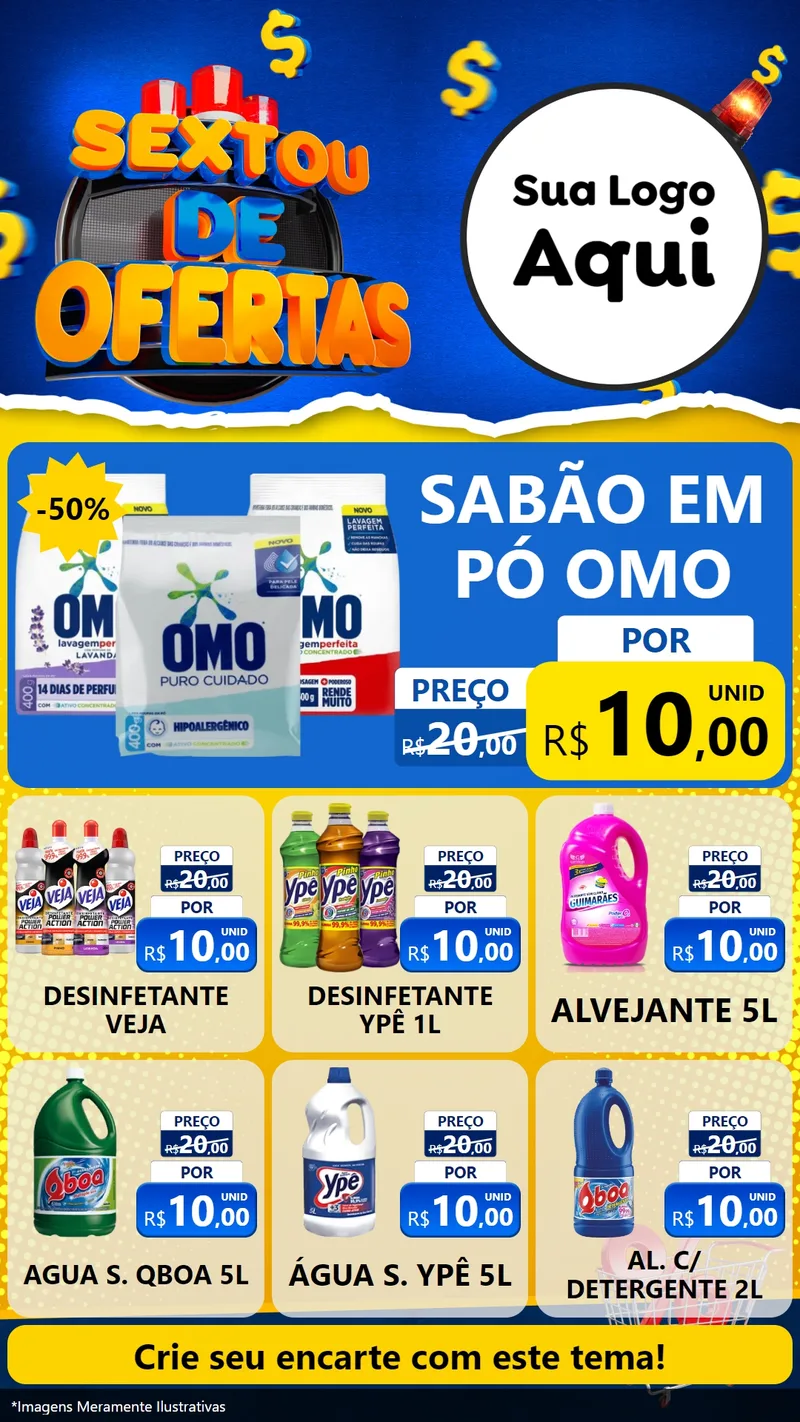 Modelo de Rede Social para Stories com o tema Sextou de Ofertas para Produtos de Limpeza