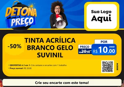Modelo de Cartaz para Cartaz A4 Horizontal com o tema Detona Preços para Tintas e Ferramentas