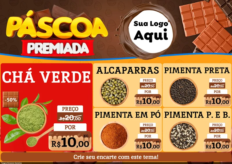 Modelo de Encarte para Encarte A4 Horizontal com o tema Páscoa Premiada para Produtos Naturais