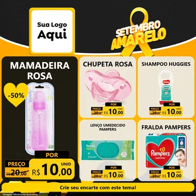 Modelo de Rede Social para Feed Facebook com o tema Setembro Amarelo para Bebês