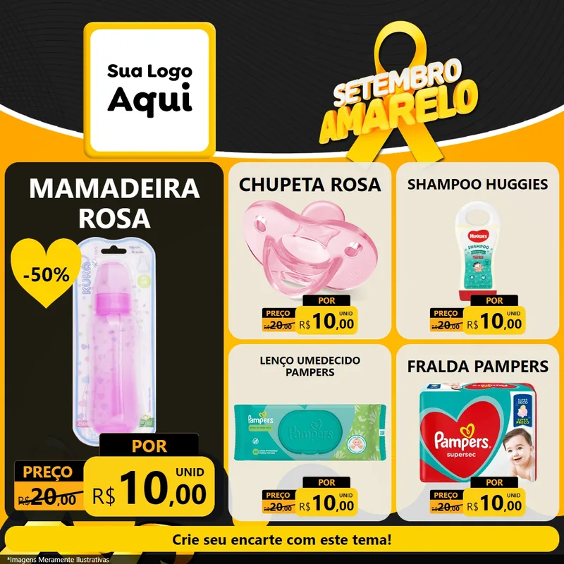 Modelo de Rede Social para Feed Facebook com o tema Setembro Amarelo para Bebês