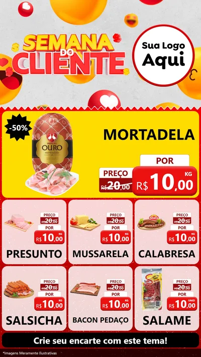 Modelo de Rede Social para Stories com o tema Semana do Cliente para Frios e Laticínios