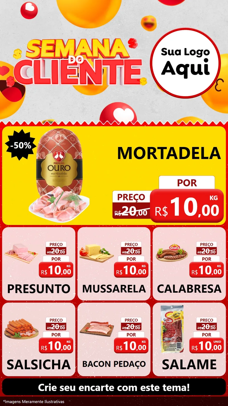 Modelo de Rede Social para Stories com o tema Semana do Cliente para Frios e Laticínios