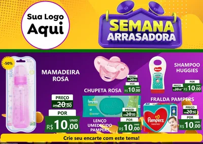 Modelo de Encarte para Encarte A4 Horizontal com o tema Semana Arrasadora para Bebês