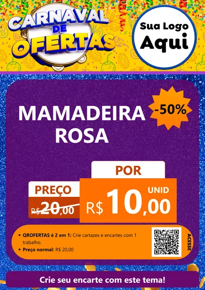 Modelo de Cartaz para Cartaz A4 Vertical com o tema Carnaval de Ofertas para Bebês
