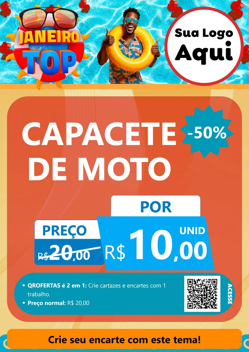 Modelo de Cartaz para Cartaz A4 Vertical com o tema Janeiro Top para Moto peças