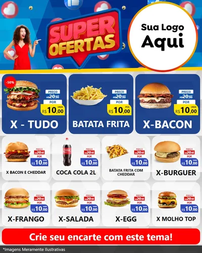 Modelo de Rede Social para Feed Instagram com o tema Super Ofertas para Hamburgueria