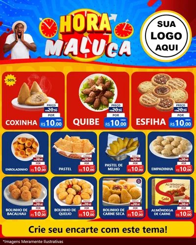 Modelo de Rede Social para Feed Instagram com o tema Hora Maluca para Salgadaria