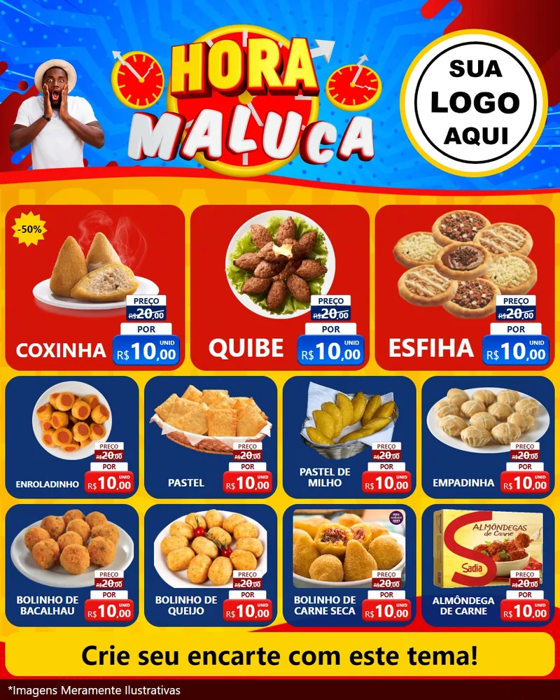 Modelo de Rede Social para Feed Instagram com o tema Hora Maluca para Salgadaria