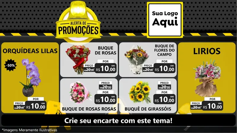 Modelo de TV para TV Horizontal com o tema Alerta de Promoções para Floricultura e jardim