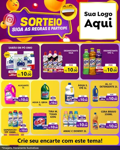 Modelo de Rede Social para Feed Instagram com o tema Sorteio para Produtos de Limpeza