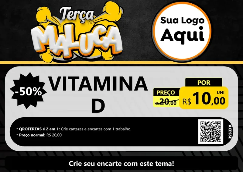 Modelo de Cartaz para Cartaz A4 Horizontal com o tema Terça Maluca para Farmácia