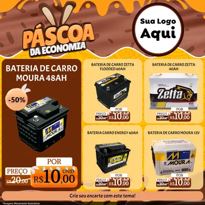 Modelo de Rede Social para Feed Facebook com o tema Páscoa da Economia para Baterias Elétricas