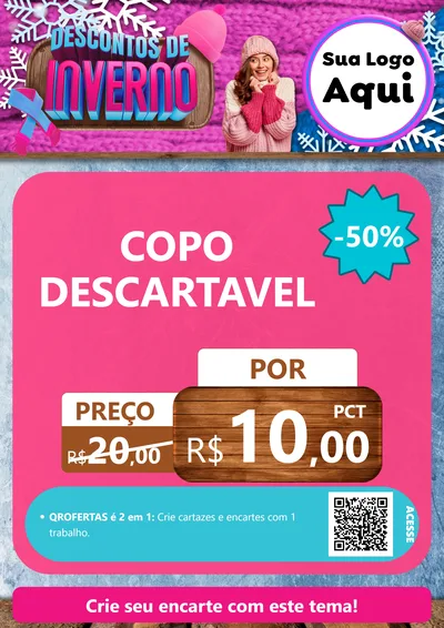 Modelo de Cartaz para Cartaz A4 Vertical com o tema Descontos de Inverno para Embalagens