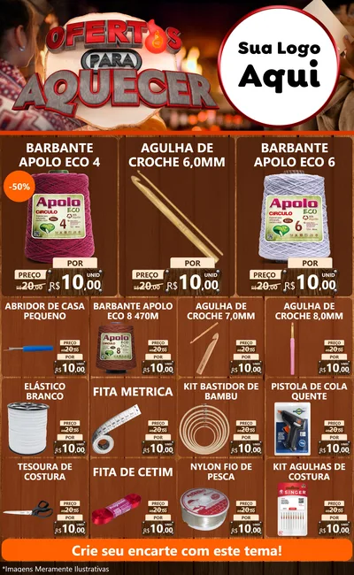 Modelo de Encarte para Encarte Grande com o tema Ofertas Para Aquecer para Armarinho e Aviamentos