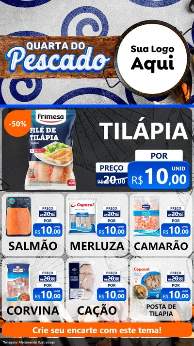 Modelo de Rede Social para Stories com o tema Quarta do Pescado para Peixaria