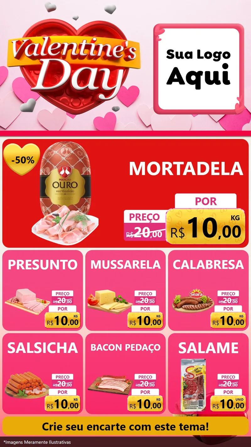 Modelo de Rede Social para Stories com o tema Valentine's Day para Frios e Laticínios