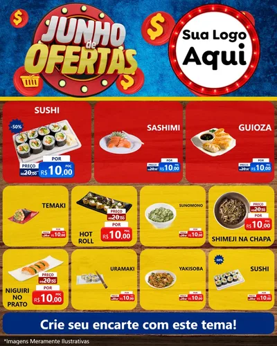 Modelo de Rede Social para Feed Instagram com o tema Junho de Ofertas para Comida japonesa
