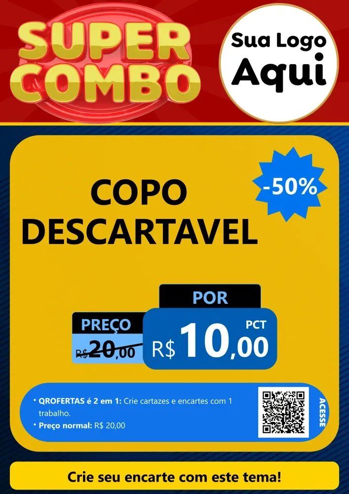 Modelo de Cartaz para Cartaz A4 Vertical com o tema Super Combo para Embalagens