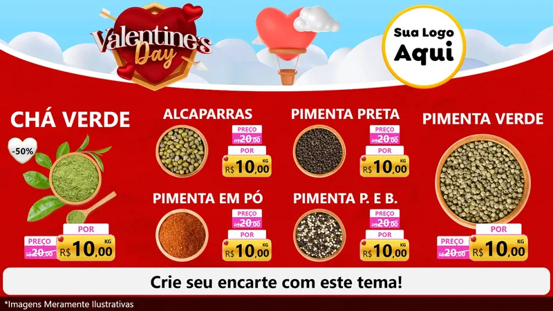 Modelo de TV para TV Horizontal com o tema Valentine's Day para Produtos Naturais