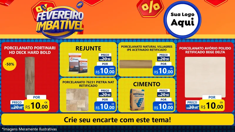 Modelo de TV para TV Horizontal com o tema Fevereiro Imbatível para Pisos e revestimentos