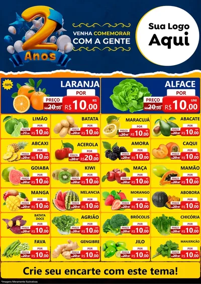 Modelo de Encarte para Encarte A4 Vertical com o tema Aniversário de 2 anos para Hortifrúti