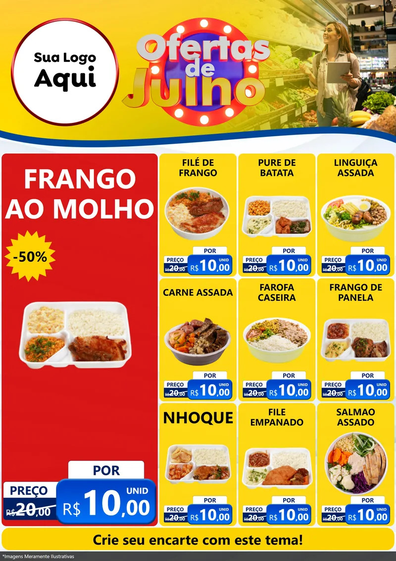 Modelo de Encarte para Encarte A4 Vertical com o tema Ofertas de Julho para Restaurante