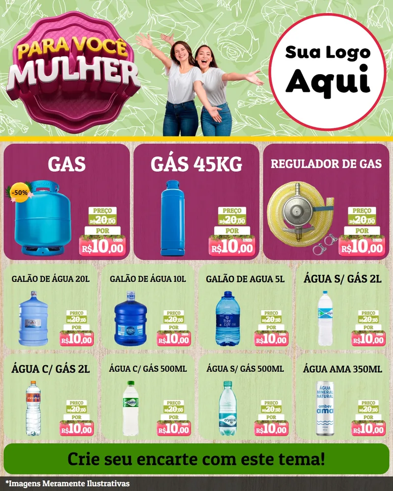 Modelo de Rede Social para Feed Instagram com o tema Para Você Mulher para Água e gás
