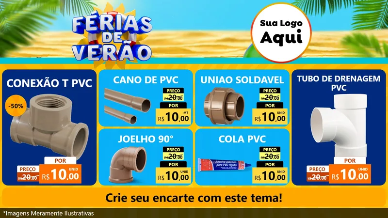 Modelo de TV para TV Horizontal com o tema Férias de Verão para Tubos e conexões