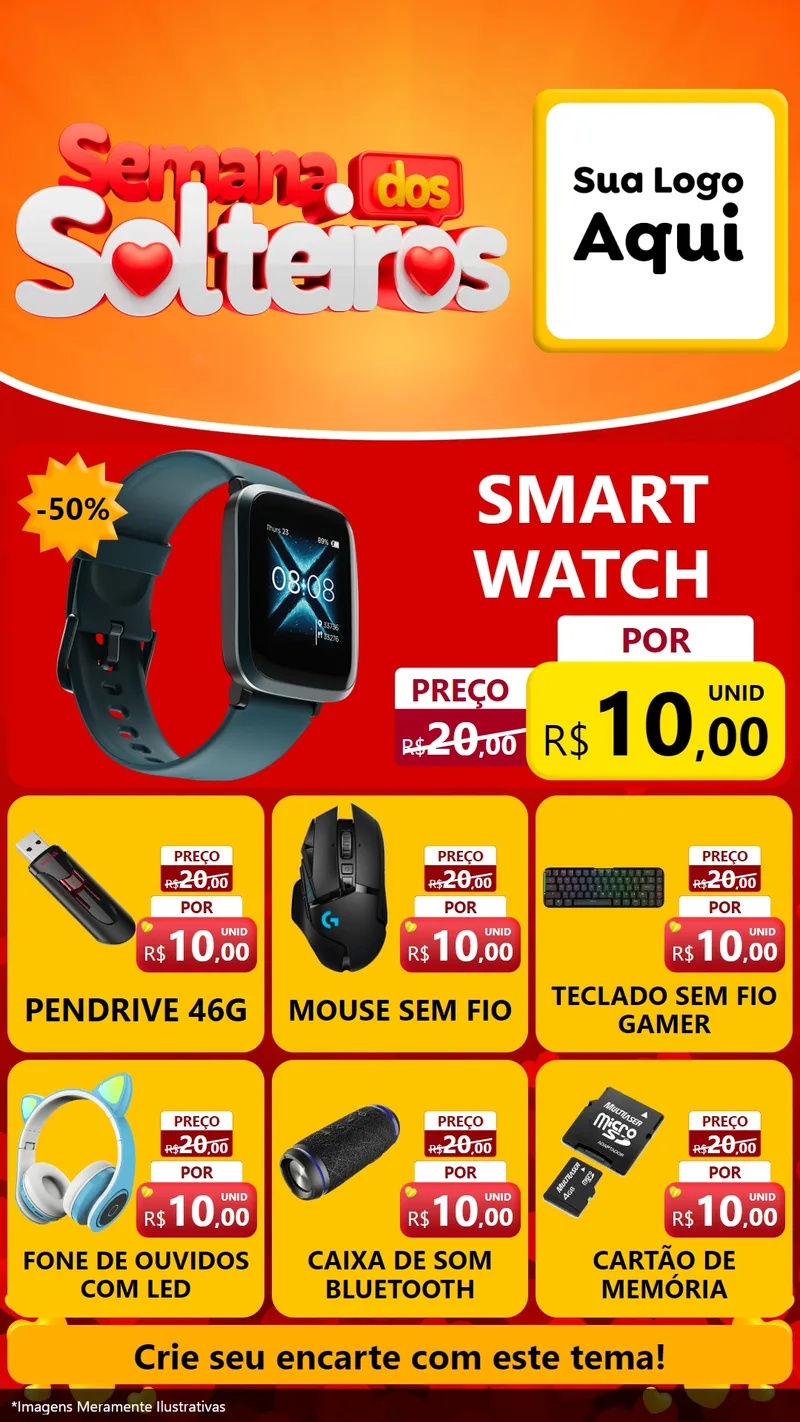Modelo de Rede Social para Stories com o tema Semana dos Solteiros para Informática