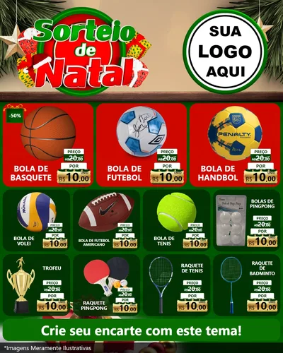 Modelo de Rede Social para Feed Instagram com o tema Sorteio de Natal para Artigos Esportivos