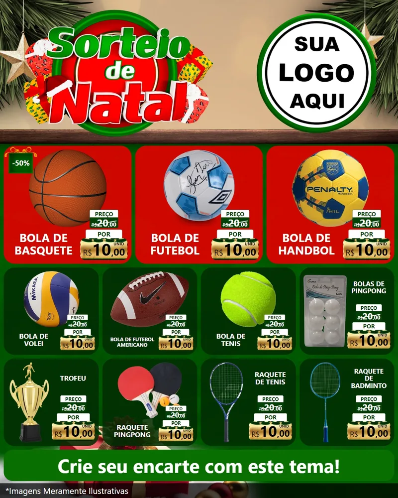 Modelo de Rede Social para Feed Instagram com o tema Sorteio de Natal para Artigos Esportivos