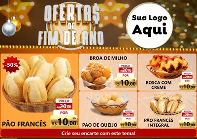 Modelo de Encarte para Encarte A4 Horizontal com o tema Ofertas de Fim de Ano para Padaria