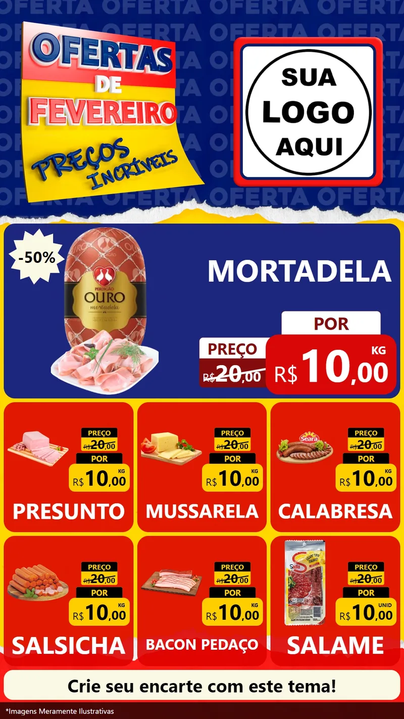 Modelo de Rede Social para Stories com o tema Ofertas de Fevereiro - Preços Incríveis para Frios e Laticínios