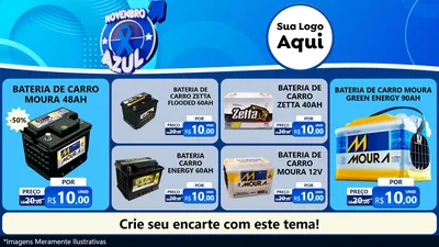 Modelo de TV para TV Horizontal com o tema Novembro Azul para Baterias Elétricas