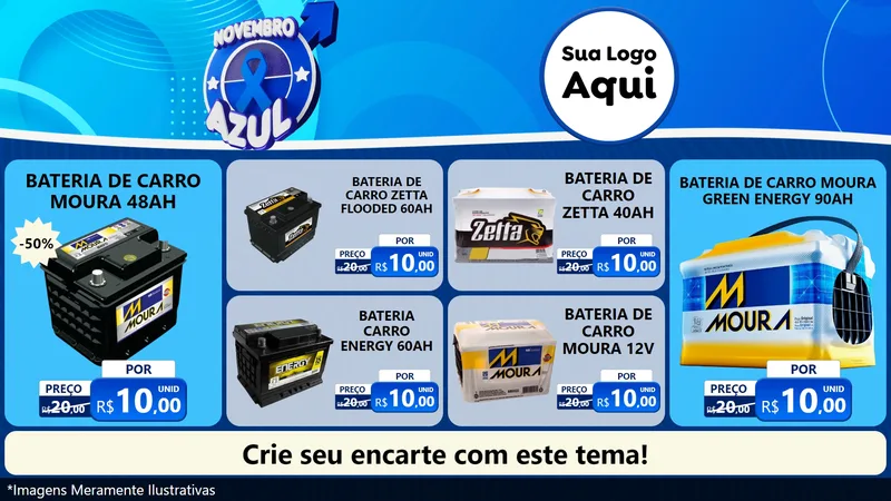 Modelo de TV para TV Horizontal com o tema Novembro Azul para Baterias Elétricas