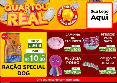Modelo de Encarte para Encarte A4 Horizontal com o tema Quartou do Real para Pet Shop