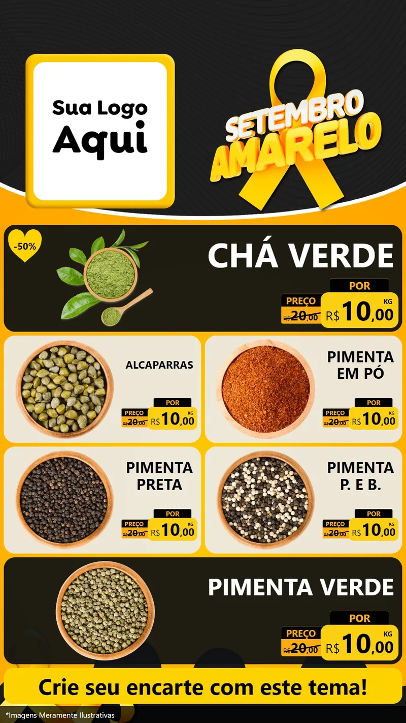 Modelo de TV para TV Vertical com o tema Setembro Amarelo para Produtos Naturais