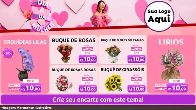 Modelo de TV para TV Horizontal com o tema Dia da Mulher para Floricultura e jardim