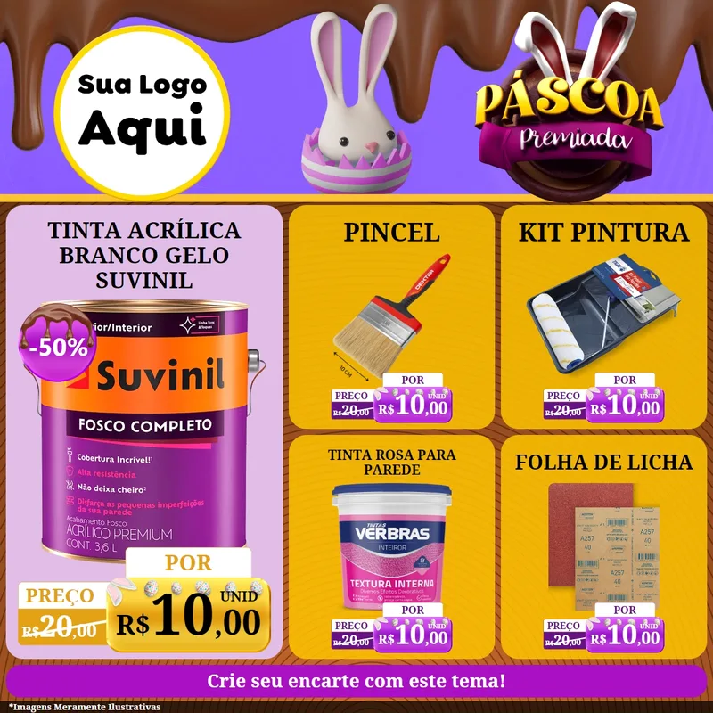 Modelo de Rede Social para Feed Facebook com o tema Páscoa Premiada para Tintas e Ferramentas