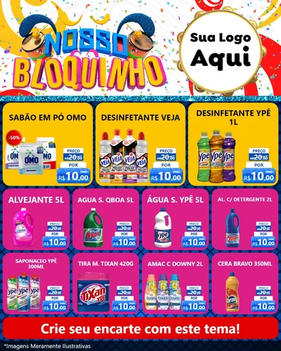 Modelo de Rede Social para Feed Instagram com o tema Nosso Bloquinho para Produtos de Limpeza